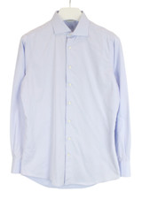 SUITSUPPLY Extra Slim Fit Formal Shirt Men's LARGE Blue Cutaway Collar Button