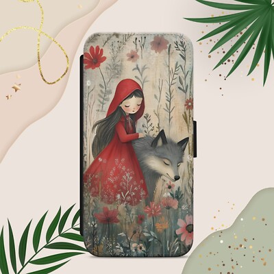 WOLF GOTHIC WALD BLUMEN GESCHENK FLIP WALLET HANDYHÜLLE FÜR IPHONE SAMSUNG PIXEL