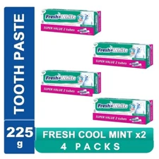 FRESH & WHITE Fresh Cool Mint Toothpaste, Fresh Breath, 225G / 7.93OZ, 4 Pack