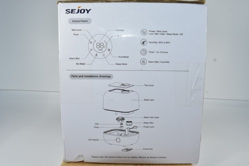 SEJOY HUMIDIFIER FOR ROOM, COOL & WARM MIST ULTRASONIC AIR HUMIDIFIERS NIB - Picture 5 of 7