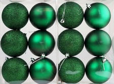 Large 8cm Deep Emerald Green Christmas Tree Baubles Decorations (Set of 12)