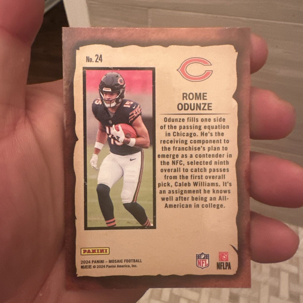 ROME ODUNZE RC 2024 Panini Mosaic Notoriety #24 Rookie Chicago