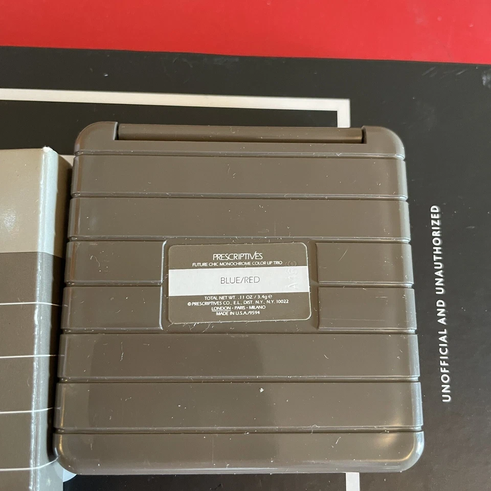 New Rare Prescriptives Monochrome Color Lip Trio Future Chic 04 Blue/Red - Image 4 of 4