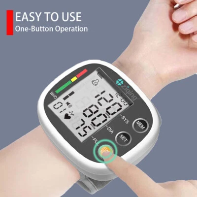 ZIQING LCD Digital Wrist Blood Pressure Monitor BP Measure Heart Beat Rate Pulse Device
