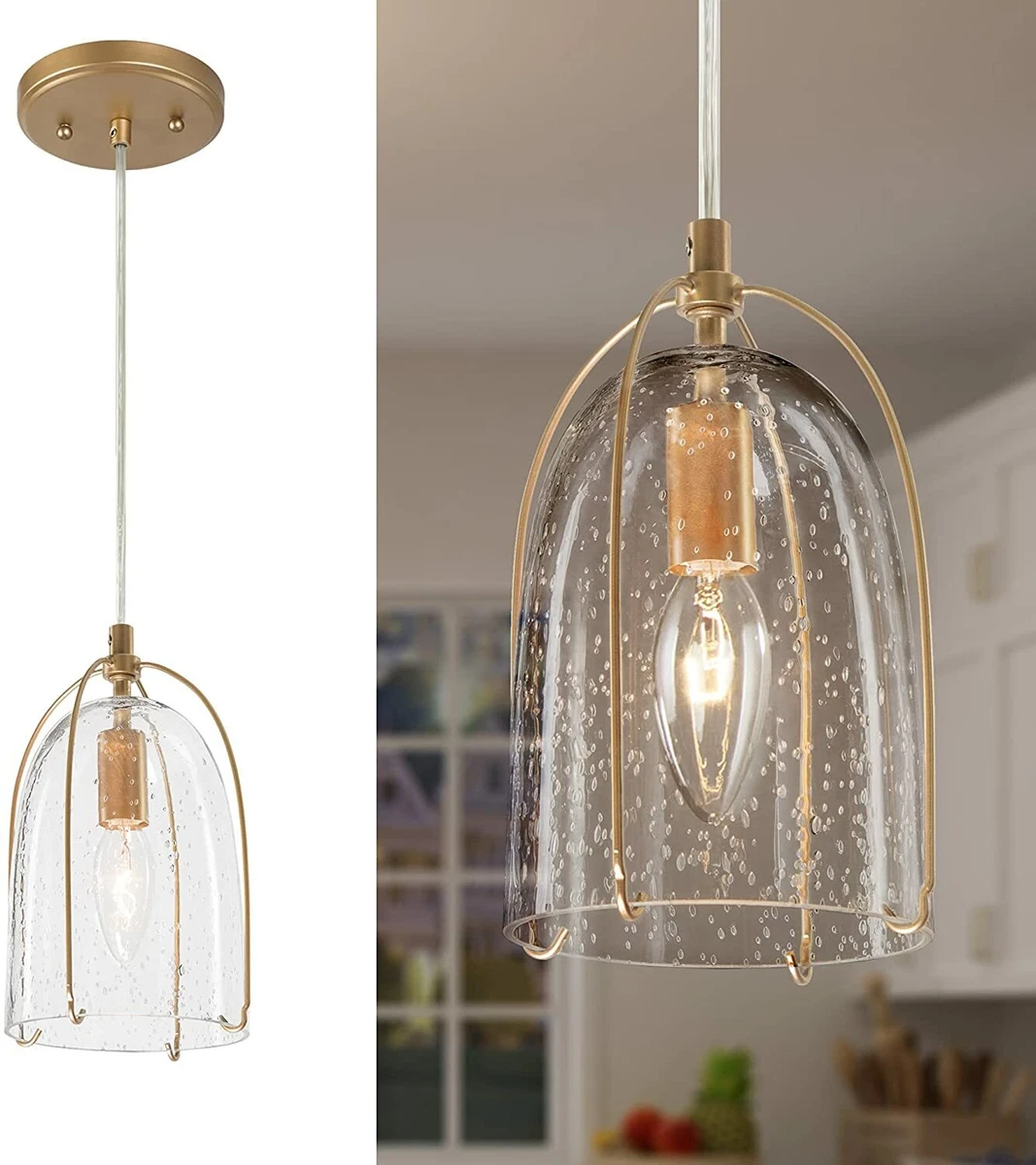 Seeded glass 2024 island light