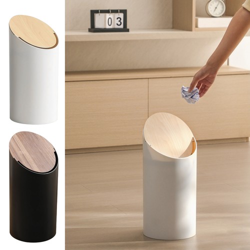 1x 16inch Wooden Swing Lid Trash Can Kitchen Garbage Can Bathroom Can NEW
