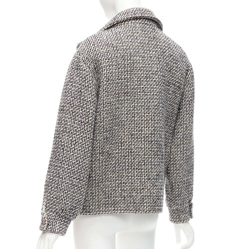 CHANEL Reversible black white wool tweed CC logo padded puffer jacket FR36 S - Picture 7 of 10
