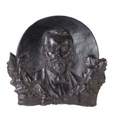 Placca Antica in Gesso Ritratto di Uomo Firmata Cerrina '900