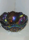 Vintage Carnival Glass Bowl Multicolor Ruffled Edges
