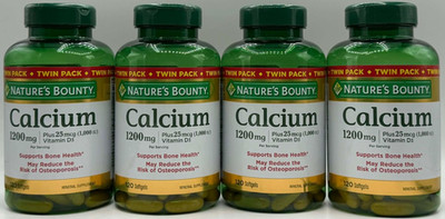 4PK Nature's Bounty Calcium 1200mg + D3 1000 IU ~ 120 Softgels EACH ~ EXP 7/27+