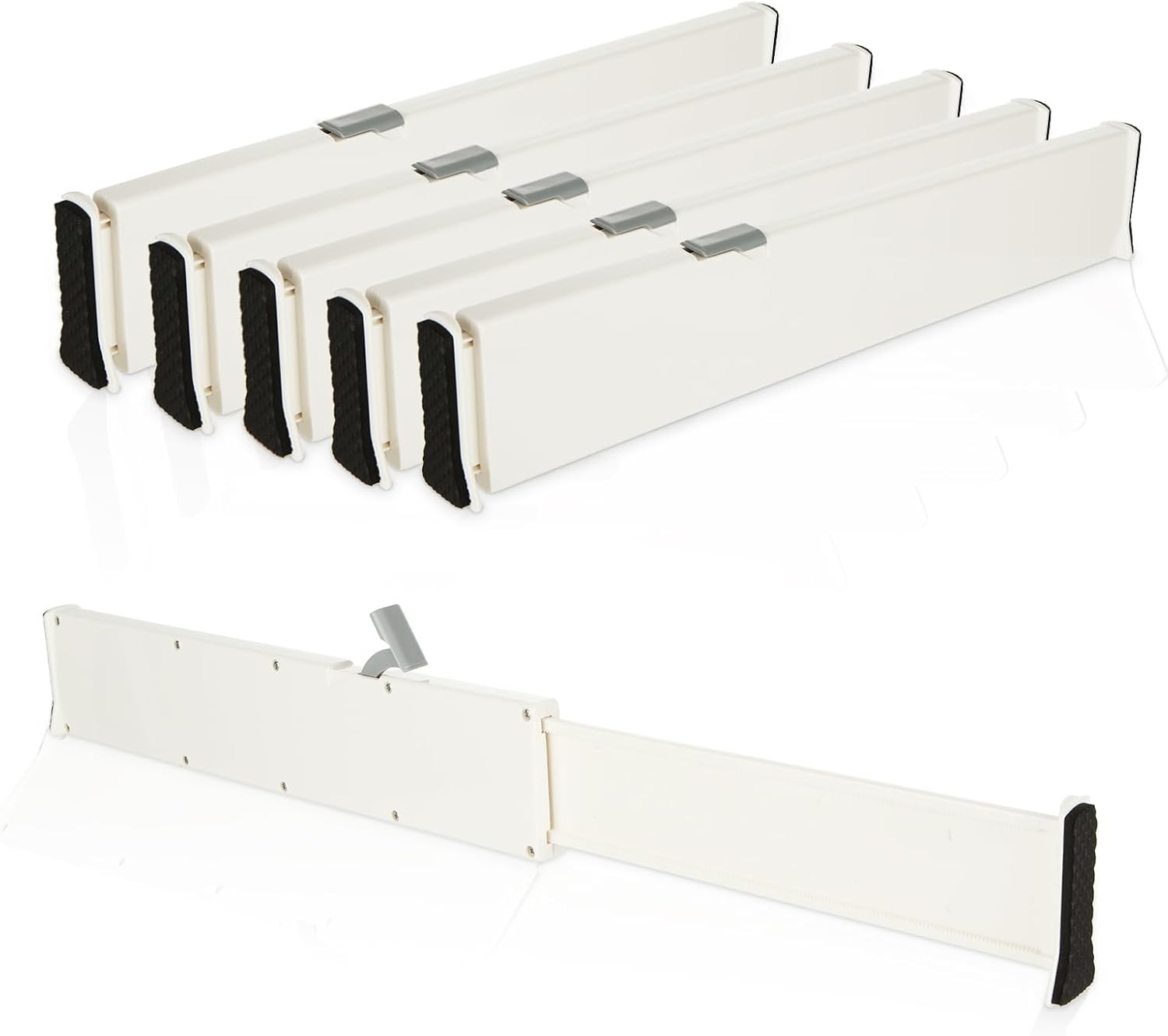 Set Di 6 Divisori per Cassetti, Organizzatori per Cassetti Regolabili(33,2-55Cm,