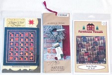 Primitive Rustic Farmhouse Style Lot Of 3 Patterns 2 Quilts 1 Christmas Stocking