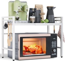 2 Tier Expandable Microwave oven Rack Stand Storage Kitchen Corner Shelf Hold