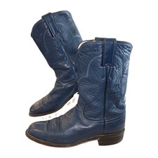 RARE Vintage Justin Blue Cowhide Roper Boots L3050 Women s Size 7B Narrow read