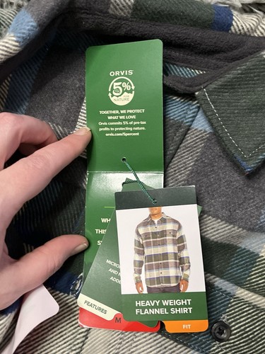 Orvis Men’s Long Sleeve Plaid Heavy Flannel Shirt Jacket Size Medium NWT - Picture 5 of 9