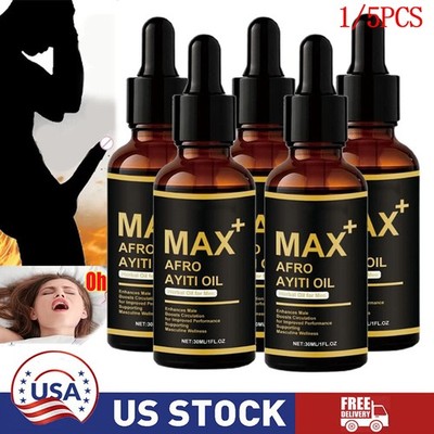 Max+ Afro Ayiti Oil Herbal Oil Enhances Man for Male Boosts Circulation NEW 5Pcs