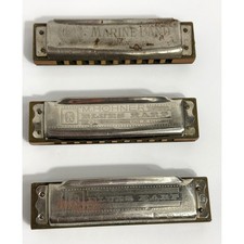 Vintage M Hohner Harmonica Lot Marine Band Blues Harp Keys C G A Made in Germany