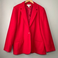 Sag Harbor Red Wool Blazer Women Size 18 Holiday Christmas Classic Preppy Career