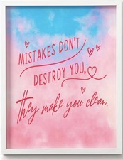 Inspirational Wall Art Pink Blue, Motivational Desk Sign Bedroom Dorm Office