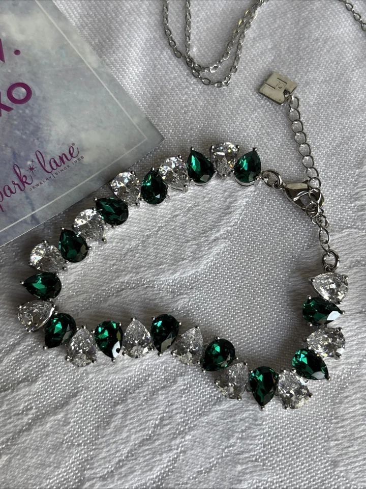 Park Lane FROSTED FRASER Green Clear Faceted CZ Tennis Bracelet ST & Bonuses - Image 2 of 4