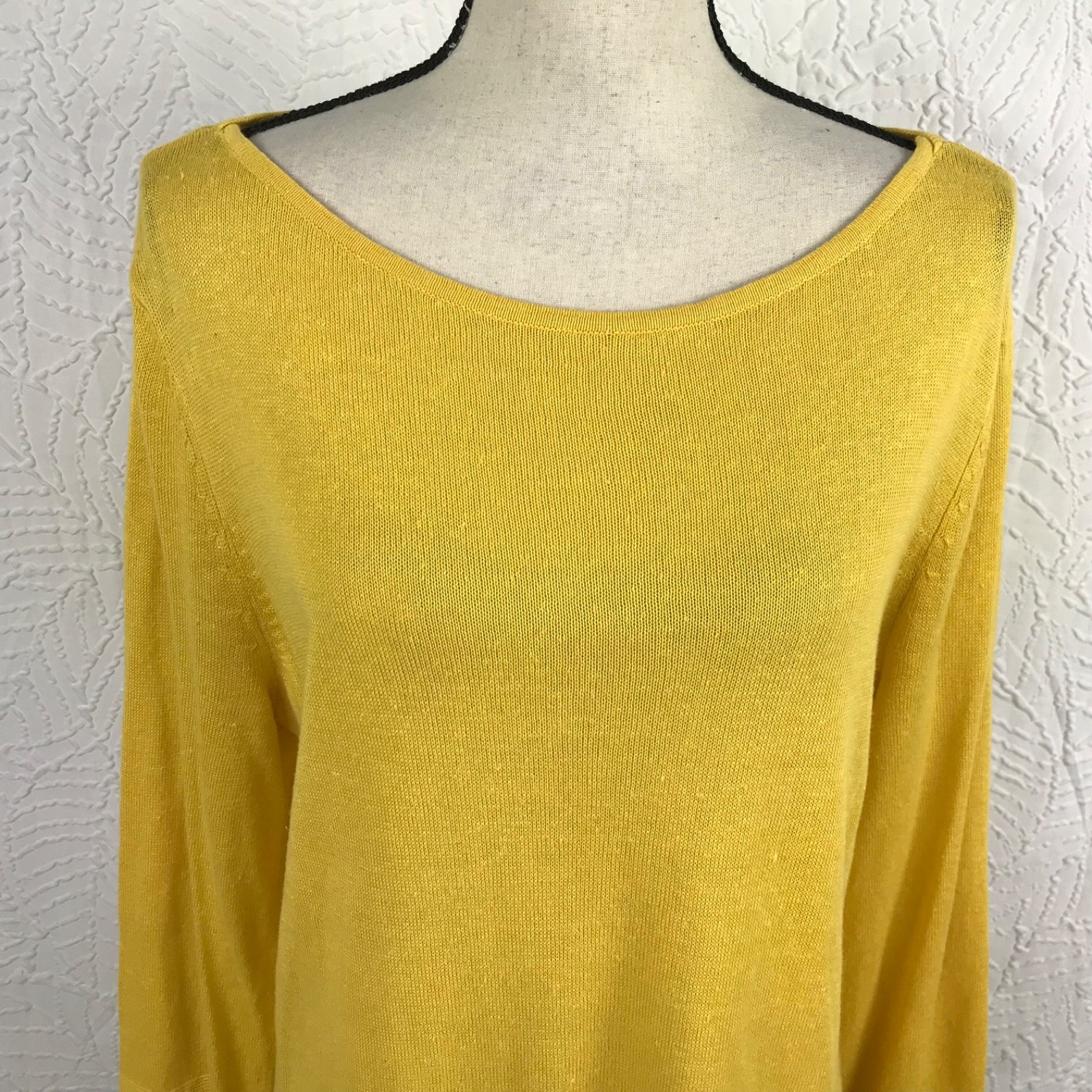 J Jill Tunic Top Sweater M Tall Linen Blend Gold Slub Knit Lightweight Beachy