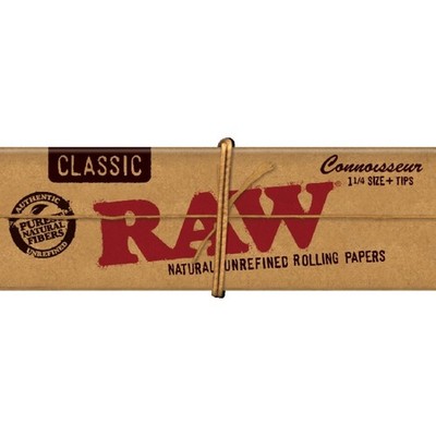 5x RAW Connoisseur 1 1/4 Papers with Tips Rolling Smoking Accessories Bulk 1.25''