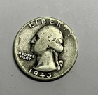 1943 P Washington 90% Silver 25c-Circulated Quarter Good Details