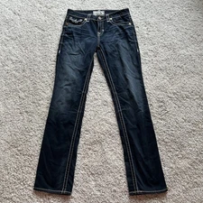 Big Star Jeans Women 29L /32Wx34L Blue Nina Straight Stretch Mid Rise Dark Wash