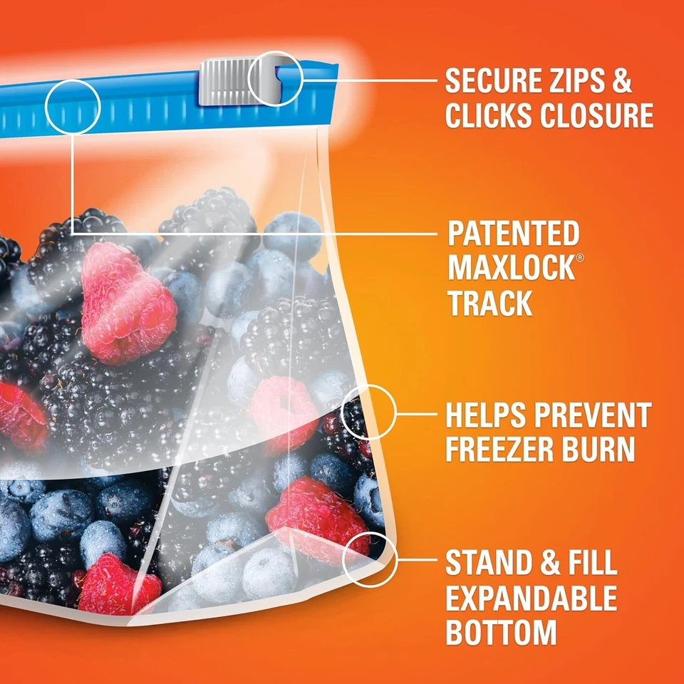 Fuertes bolsas de almacenamiento deslizantes para congelador, tamaño galón - 56 unidades Foto 3 de 4