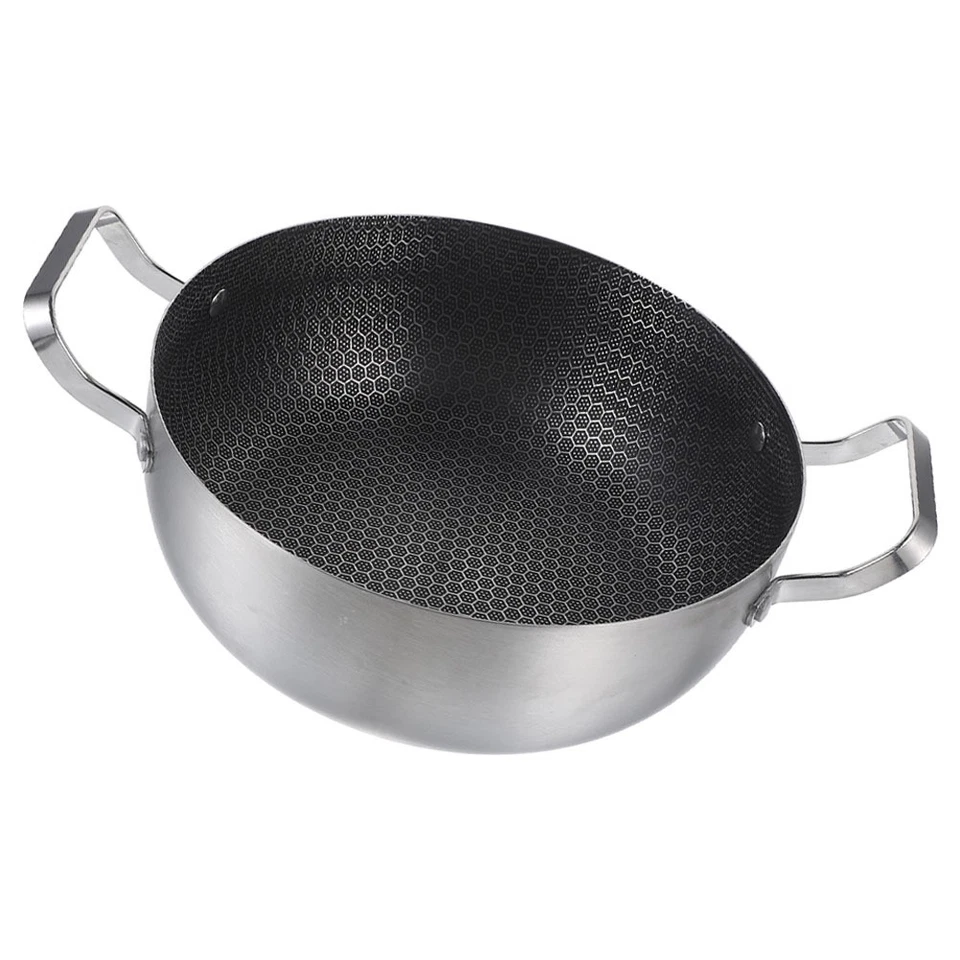  Padella Per Pancake Pentola in Acciaio Inox Frying Con Scolapasta - Immagine 3 di 4