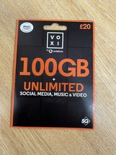 VOXI 100GB 30 Day Pay As You Go (PAYG) 5G SIM Card 1st Month Included Worth £20
