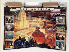 1942 Coca Cola Our America Electricity Large School Educational Poster Americana