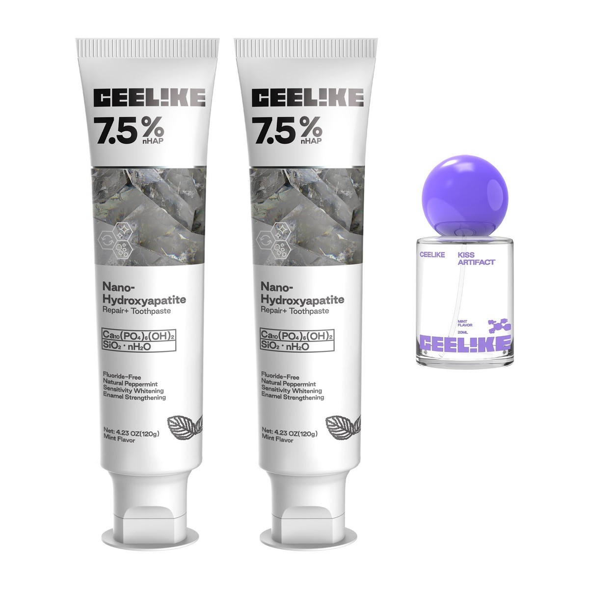 CEELIKE 7.5% nHAP Toothpaste - 2Packs + Probiotic Oral Spray