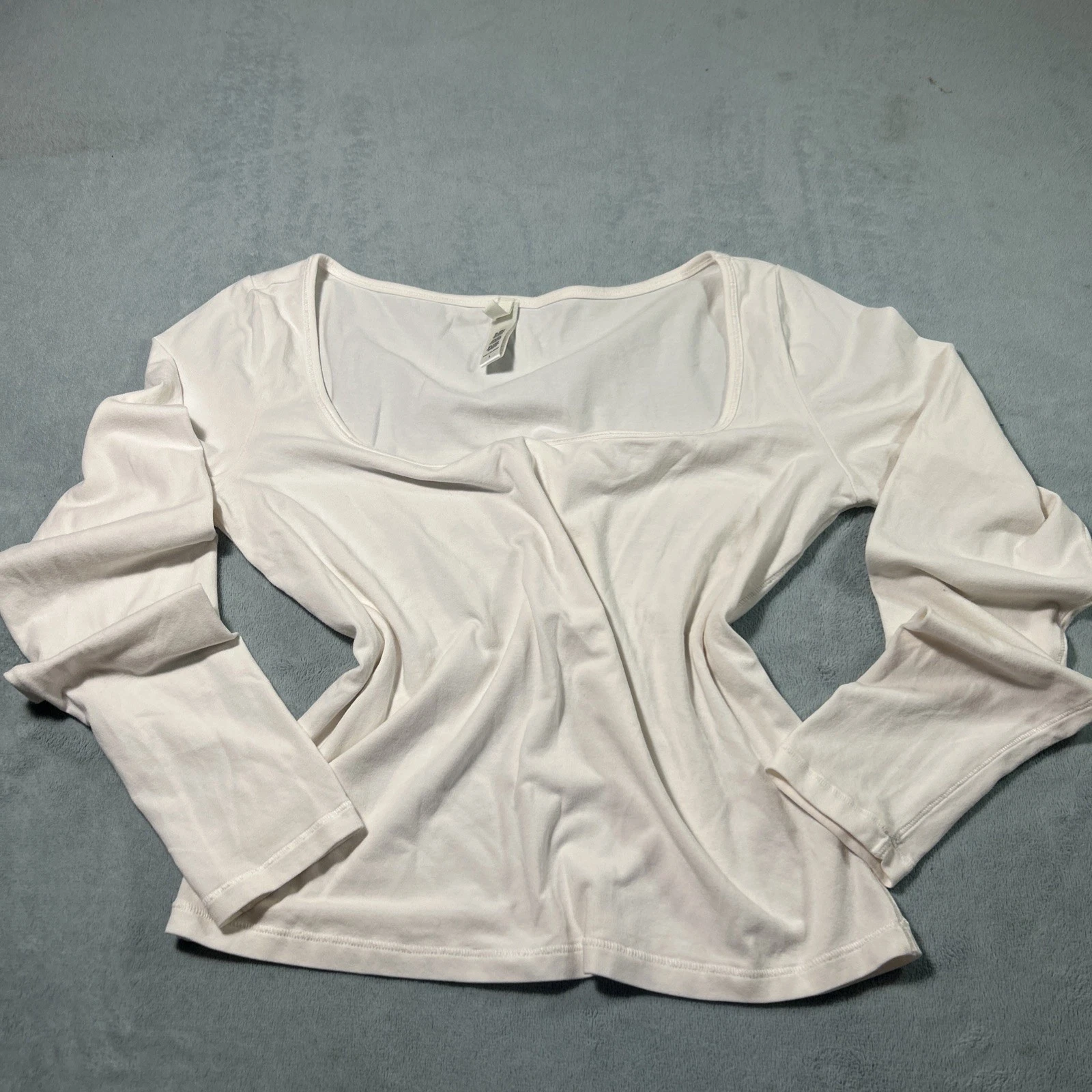 Skims Scoop Neck Top Womens Large Shirt Round Base Layer Layering White Lace