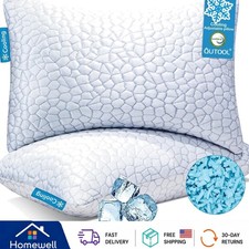 Cooling Queen Pillows Set of 2, Adjustable Shredded Memory Foam for All Sleepers