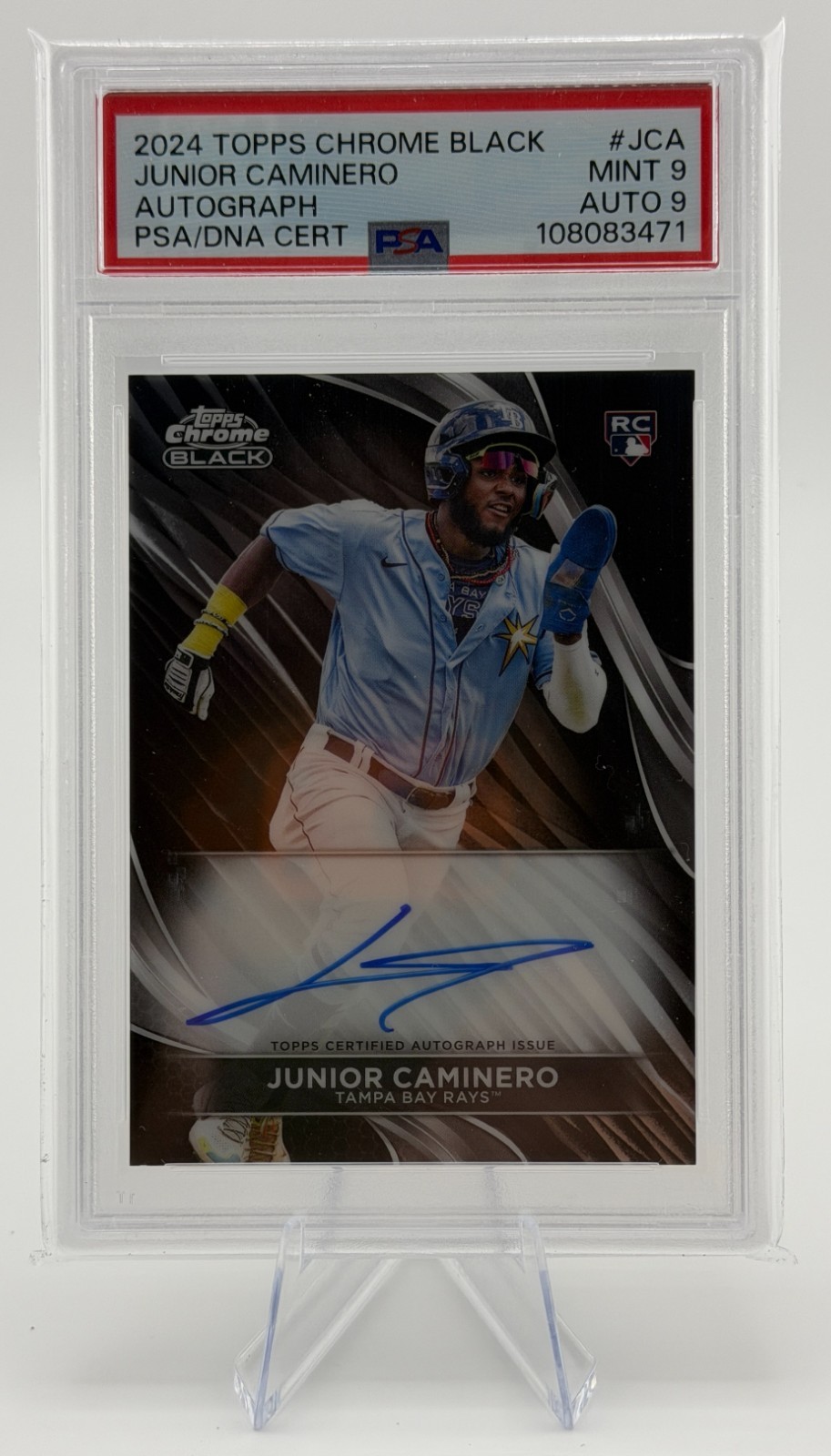 2024 Topps Chrome Black Junior Caminero Auto PSA Mint 9 Auto 9