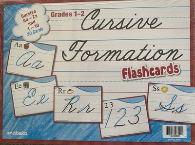 Abeka Grades 1-2 Cursive Formation Flash Cards A-Z & 1-10, 30 Cards