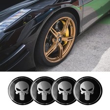 4PCS Wheel Center Caps, Center Caps for Rims, 2.2" Skull Car Hub Cap Black