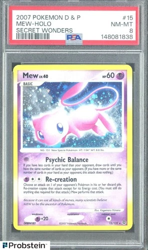2007 Pokemon D & P Secret Wonders #15 Mew Holo PSA 8 NM-MT