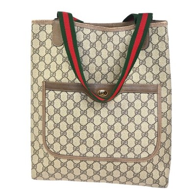 GUCCI Logo Sherry GG Pattern Shoulder Bag PVC Leather Brown Italy 63ZA361