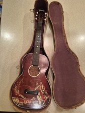 Silvertone Gene Autry Melody Ranch Cowboy Parlor Guitar w/case Case