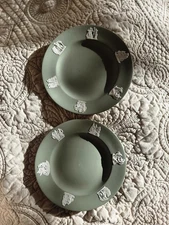 Set Of 2 Retired Wedgewood Cream On Celadon Side Plates