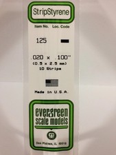 Evergreen Scale Models Styrene Strip .020 x .100 10 pcs  125