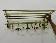 Rack Vintage Lusso Francese Appendiabiti Bagagli Treno Parete Placcatura Ottone