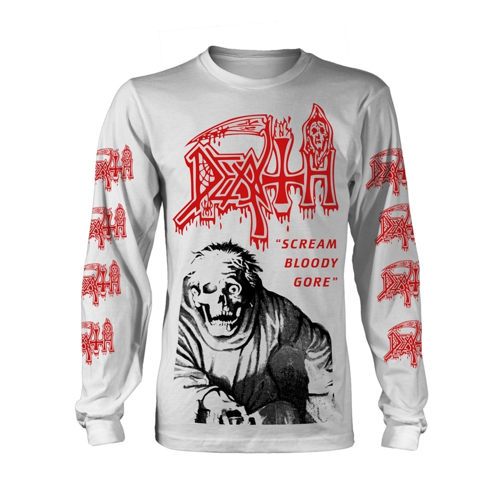 БЕЛАЯ рубашка с длинным рукавом DEATH - SCREAM BLOODY GORE XX-большого размера 6990₽
