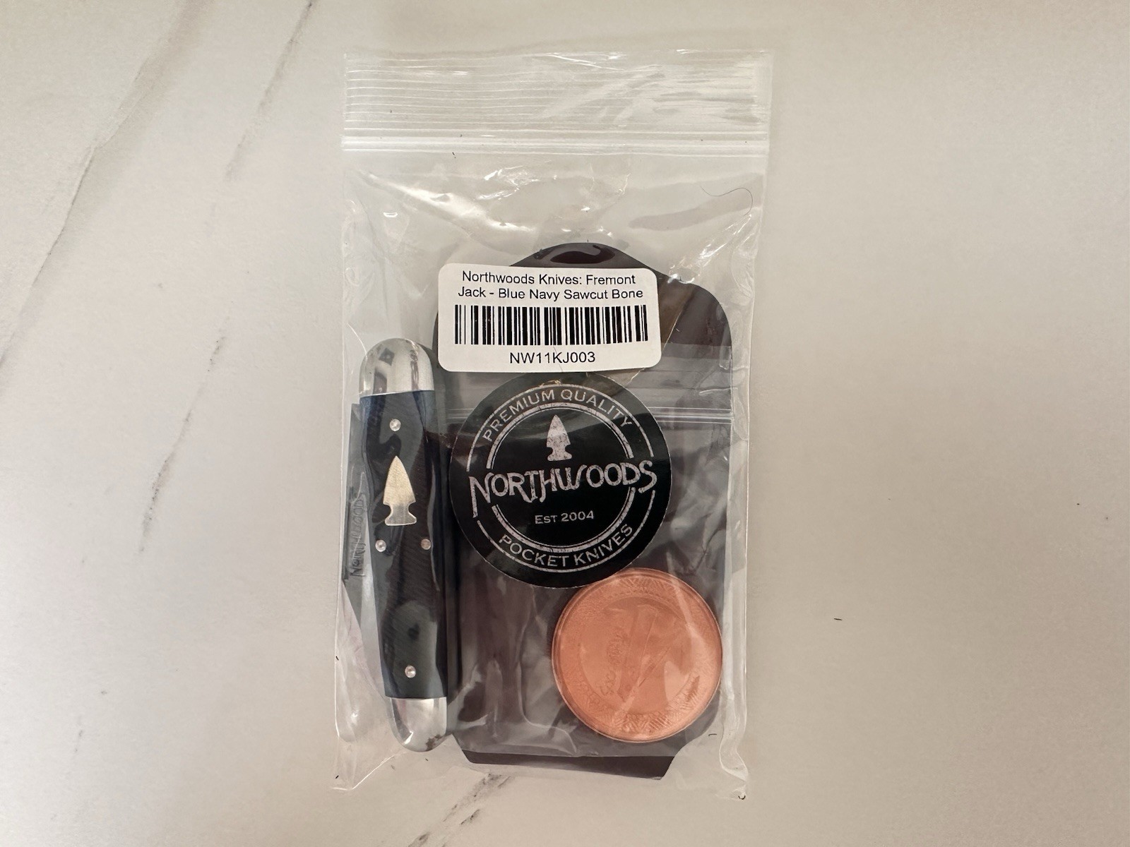 Northwoods Fremont Jack Navy Blue Sawcut Bone.