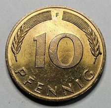 1989 F Germany 10 Ten Pfennig - Brass Clad Steel - German - World Coin - Europe