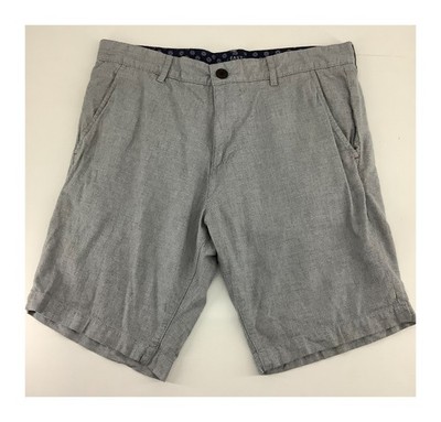Easy Mens Grey Patterned Chino Shorts W32 32 33 Waist Cotton Elastane Pockets