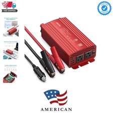 500W Pure Sine Wave Power Inverter DC 12V to AC2 Outlets 110V Car Charger Plu...