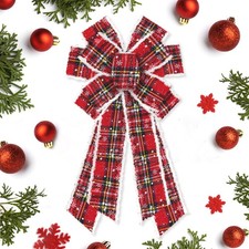 Large Christmas Bows for Wreath, Christmas Wreath Bow Green Red Buffalo Plaid...